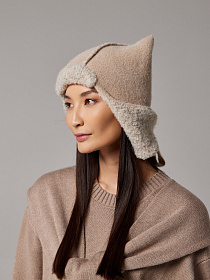 Ушанка двойная с шерстью мериноса
